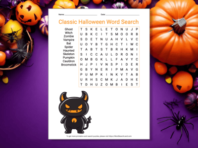 Printable Halloween Word Search Puzzles (PDF & PNG)