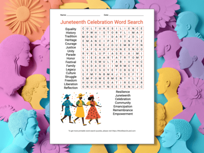 Printable Juneteenth Day Word Search Puzzle (PDF & PNG)