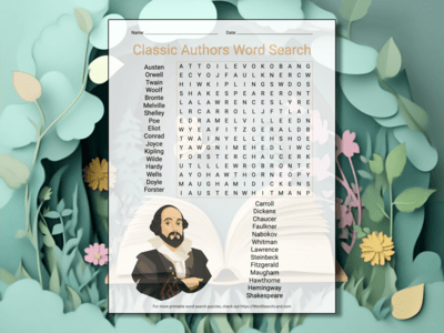 Printable Literature and Authors Word Search Puzzles (PDF & PNG)