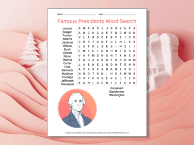 Printable Presidents' Day Word Search Puzzles (PDF & PNG)