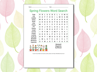 Printable Spring Word Search Puzzles (PDF & PNG)