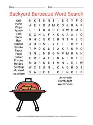 Printable Backyard Barbecue Word Search (PDF & PNG)