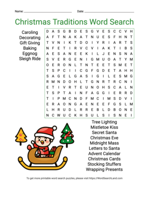 Printable Christmas Traditions Word Search (PDF & PNG)