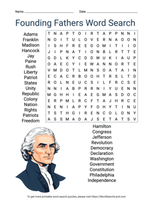 Printable Founding Fathers Word Search (PDF & PNG)