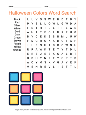 Printable Halloween Colors Word Search (PDF & PNG)