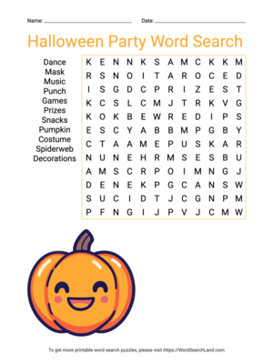 Printable Halloween Party Word Search (PDF & PNG)