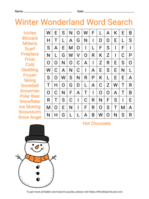 Printable Winter Wonderland Word Search (PDF & PNG)