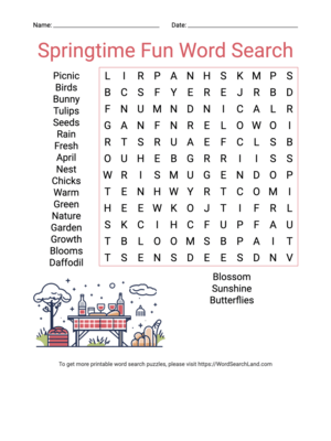 Printable Springtime Fun Word Search (PDF & PNG)