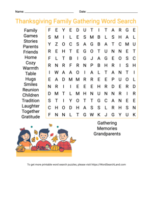 Printable Thanksgiving Family Gathering Word Search (PDF & PNG)