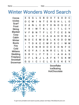 Printable Winter Wonders Word Search (PDF & PNG)