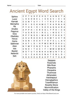 Printable Ancient Egypt Word Search (PDF & PNG)