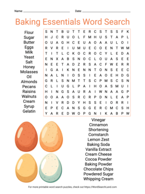 Printable Baking Essentials Word Search (PDF & PNG)