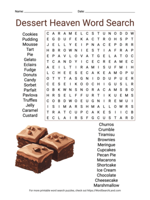 Printable Dessert Heaven Word Search (PDF & PNG)