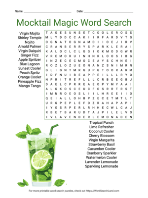 Printable Mocktail Magic Word Search (PDF & PNG)