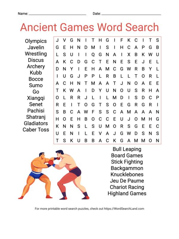 Printable Sports and Games Word Search Puzzles (PDF & PNG) - Word ...