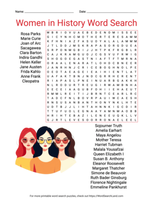 Printable Women in History Word Search (PDF & PNG)