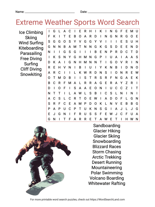 Printable Sports and Games Word Search Puzzles (PDF & PNG) - Word ...