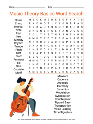 Printable Music Theory Basics Word Search (PDF & PNG)