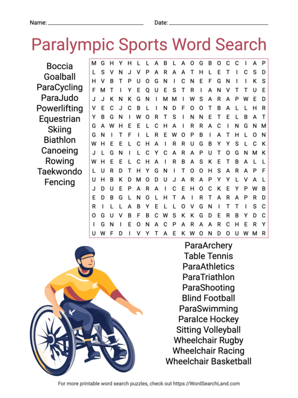 Printable Sports and Games Word Search Puzzles (PDF & PNG) - Word ...