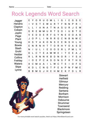 Printable Rock Legends Word Search (PDF & PNG)