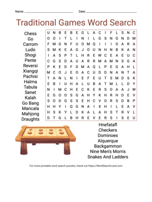 Printable Traditional Games Word Search (PDF & PNG)